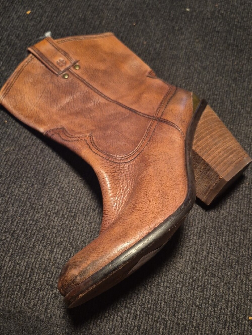 Lucky Brand Women's Tan Brown Leather Ankle Booties - Picture 6 of 11